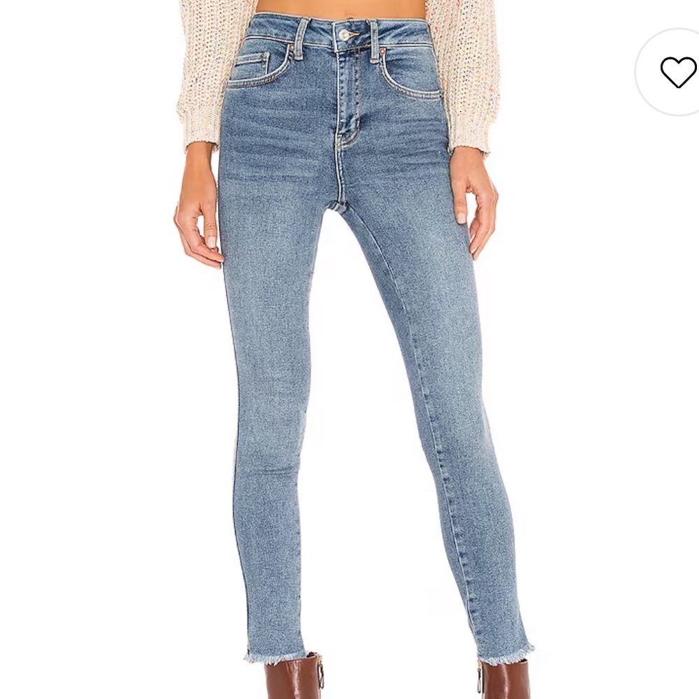 We The Free Womens Light Blue Skinny Jeans Jeggings High Rise Raw Hem Size 26